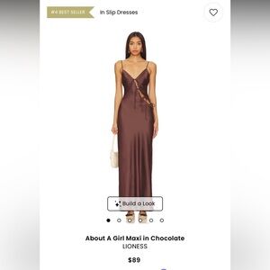 Camila Coelho Satin Slip Dress in Deep Brown